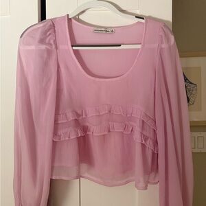 Abercrombie Pink Ruffled Sheer Women's Top